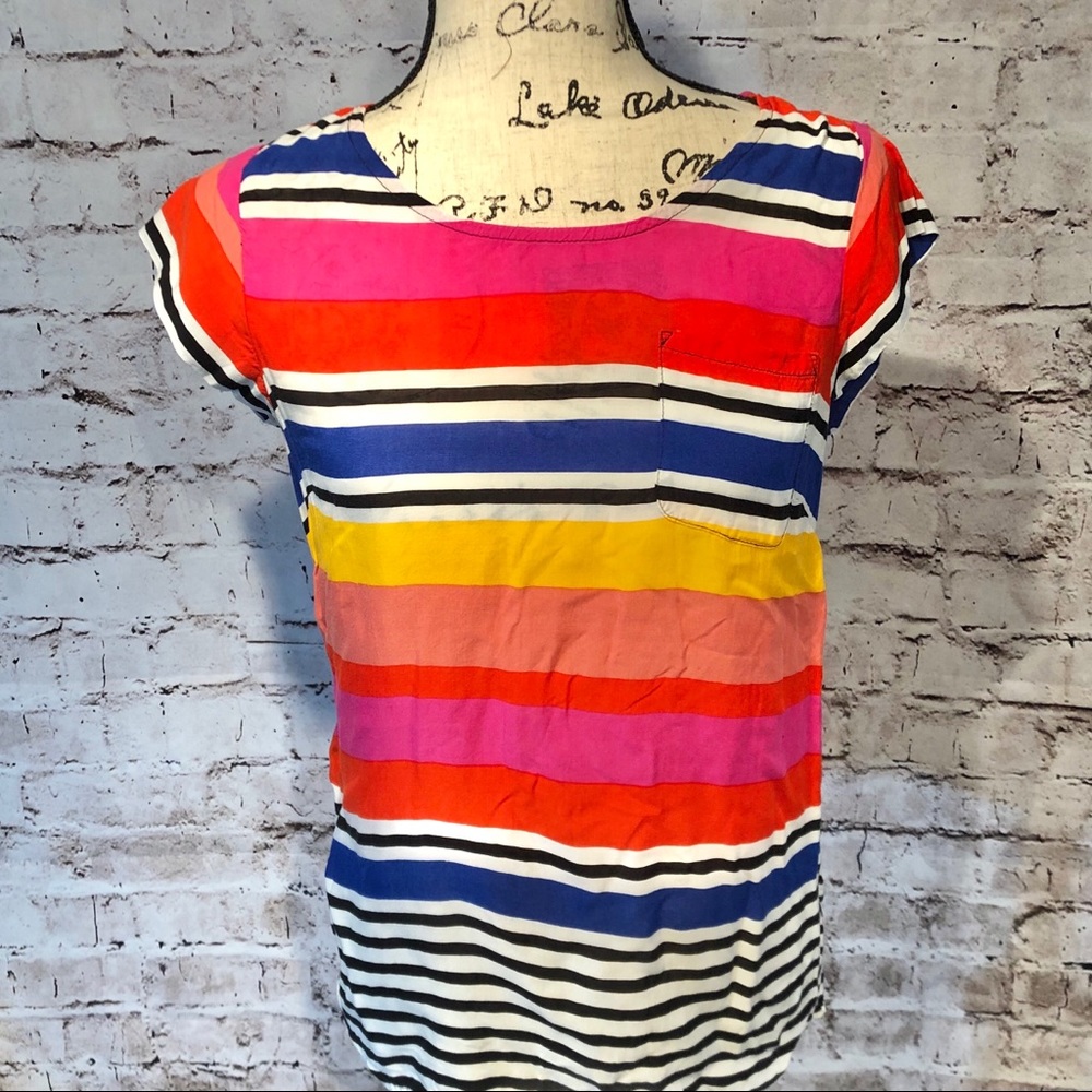 Women’s Color Block Striped Blouse, Size Small